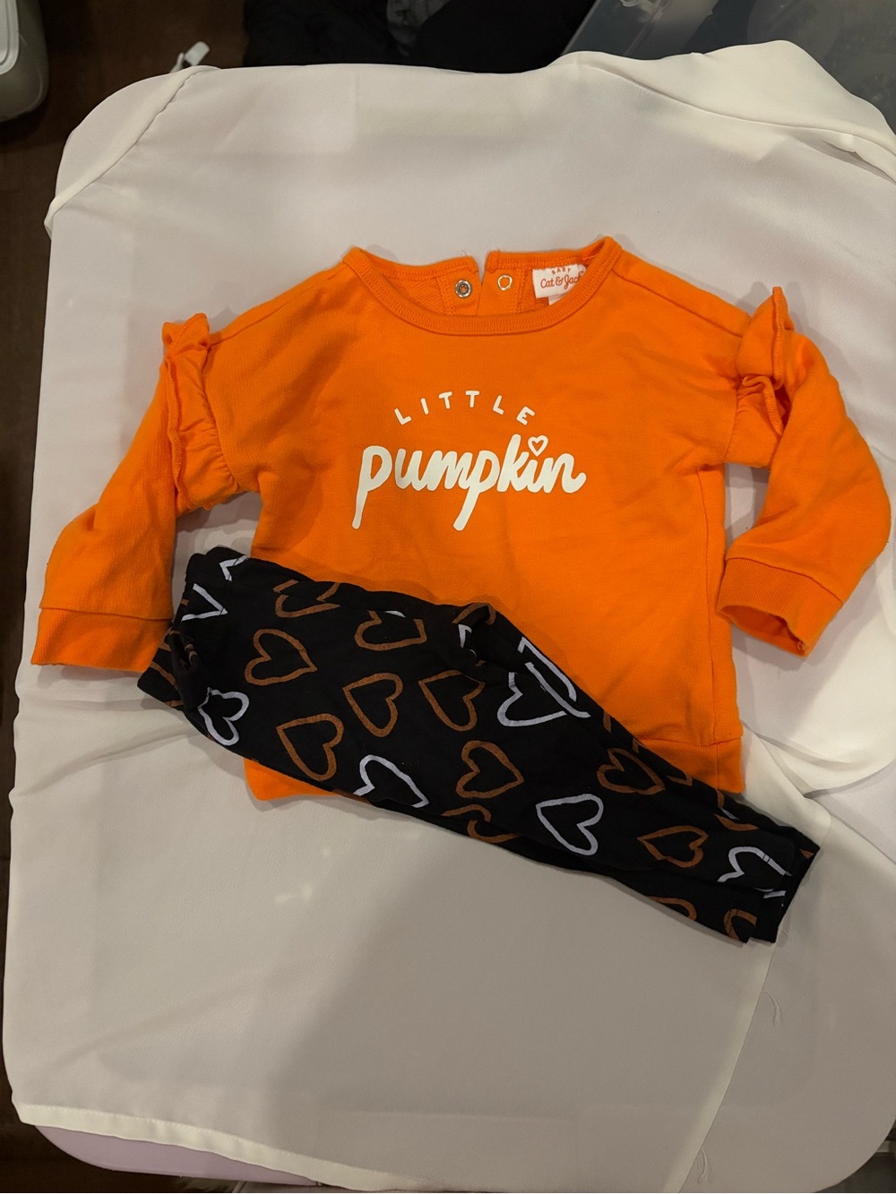 Cat & Jack Orange Little Pumpkin Fall Outfit